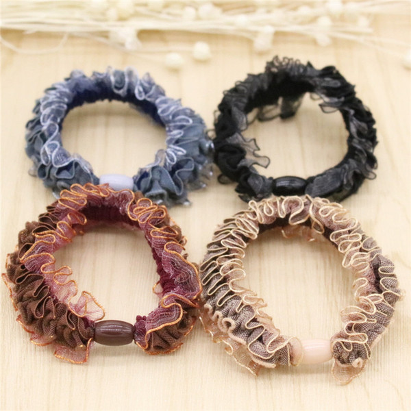 High Quality New Women Hair Jewelry Lace Multicolor Elastic Hair Rubber Bands Four Color Hair Jewelry