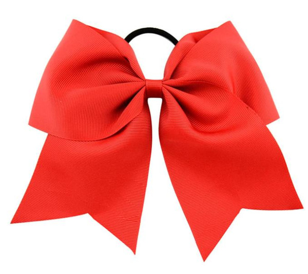 8 inch solid color bowknot Hair tie With Elastic For Girls cheer bow ponytail holder Hair Accessories free shipping