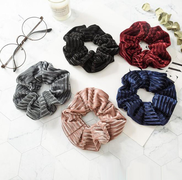 5 Color Women Girls Winter Velvet Cloth Elastic Ring Hair Ties Accessories Ponytail Holder Hairbands Rubber Band Scrunchies