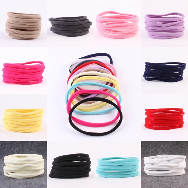 Non-Marking Elastic Hair Ornaments Baby Girl Spandex Nylon Headband for Children Nylon Elastic Head band 12 Colors Wholesale D484Q