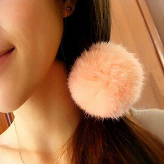 Artificial Rabbit Fur Ball Elastic Hair Band Ponytail Holder Girls Hair Clip Headband Hair Accessories Gift Free Shipp HJIA1124