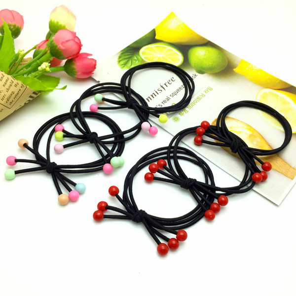 Korean version of the new headdress festive simple red beads hair ring tie hair band hair rope