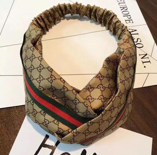 Vintage Red Green Striped Fabric Hairbands Elastic Cross Ribbon Headband For Women Sport Yoga Headwrap Turban Letters G Headwear