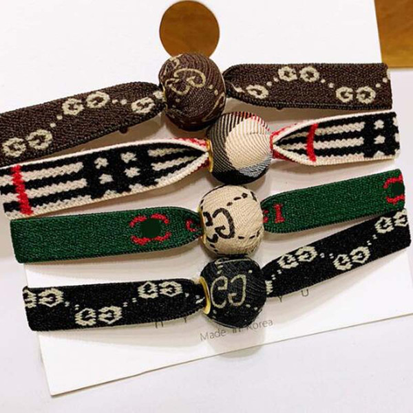 Retro Fashion Letters Design Hair Rubber Bands Red Green Striped Hair Rope Tie Women Girl Fashio Hair Jewelry Accessories