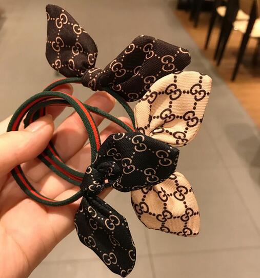 Rerto Handmade Bowknot Hair Rope Red Greed Elastic Hair Rubber Bands Ponytail Tail Holder Letters g Hair Ties Accessories