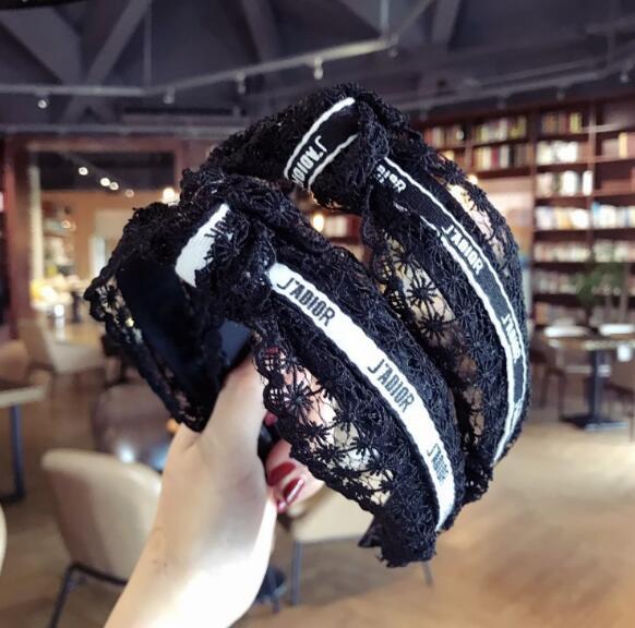 Sexy Lace Hair Bands Brand Letters Design Headband Women Fashion Black Head Bands Headwear Hair Accessories