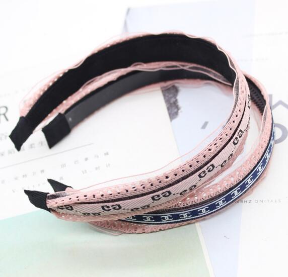 Charm Pink Lace Design Hairband Brand Letters G Print Headband Wash Face Accessories For Women Girl Fashion Hair Jewelry