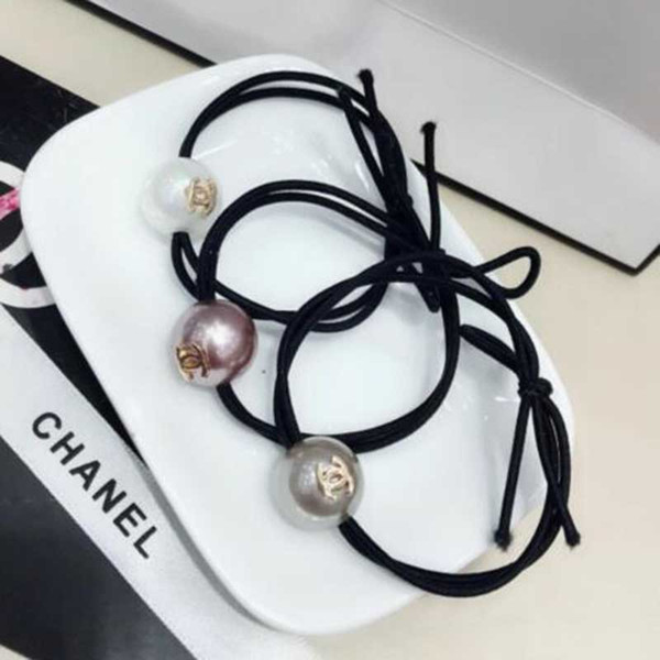 Korea Fashion Pearl Hair Rubber Bands With Double Layers Letters Hair Rope Women Girl Fashion Hair Jewelry Accessories