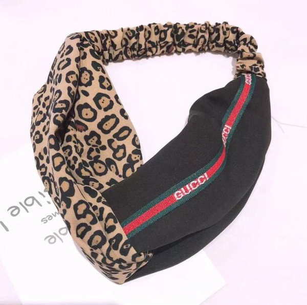 Vintage Leopard Print Ribbon Headband Red Green Striped Hairbands Brand Letters Logo Gu Turban Headwrap For Women Hair Jewelry Accessories