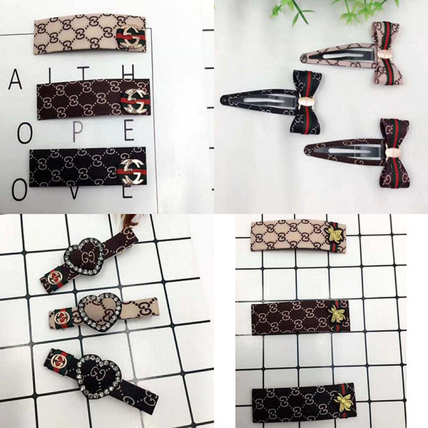 1Set Fashion Brand Letters Design Barrettes Black Brown Letters Hair Clamps Women Girl Chic Duck Clips Jewelry Accessories Support Mix