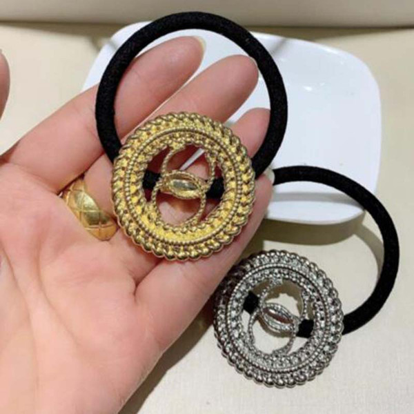 New Fashion Gold Silver Hollow Round Hair Rope With Double Layers Letters Hair Rubber Bands Women Girl Charm Hair Jewelry Support Mix