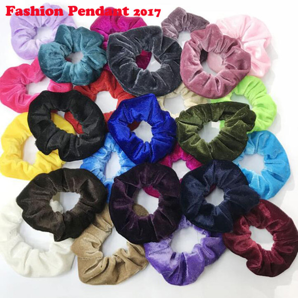 Women Elegant Velvet Solid Elastic Hair Bands Ponytail Holder Scrunchies Tie Hair Rubber Band Headband Lady Hair Accessories