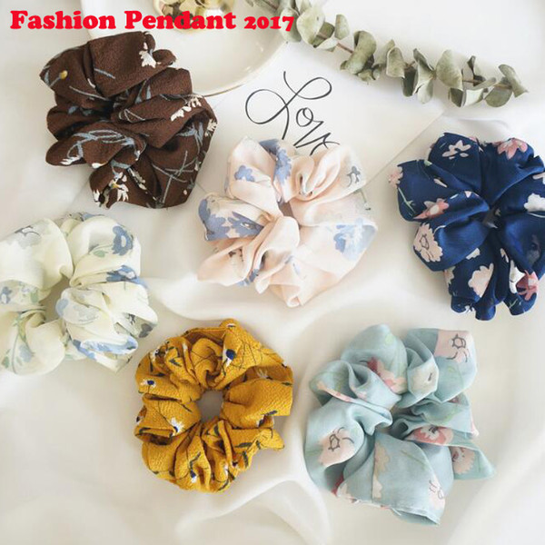 Floral Flamingo Solid Houndstooth Design Women Hair Accesorios Hair Tie Scrunchie Ponytail Hair Holder Rope for girl