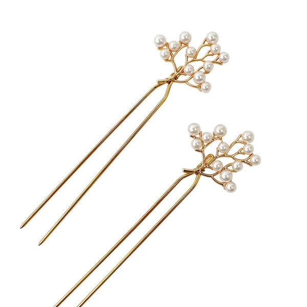 Laurel Tree Golden Hollow Out Pearl Like Hairpin U Chai Tang and Han Dynasty Dresses Ancient Hairpin Decoration