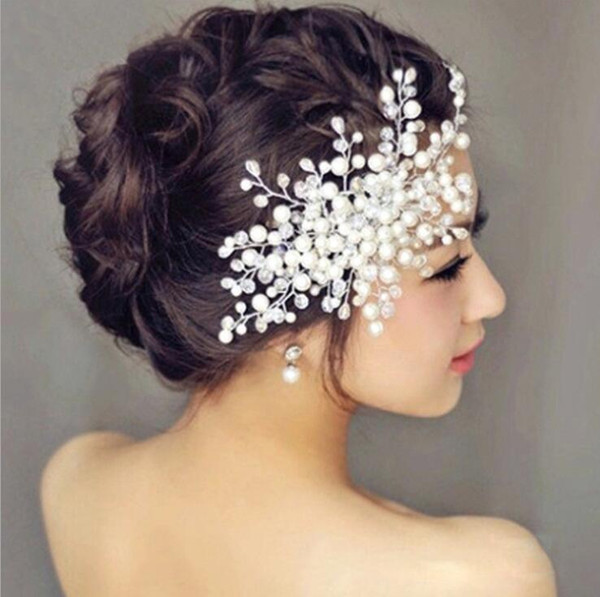 bride bridesmaid Fashion Design Silver Plated Alloy Pearl Diamante Hairclip Hair Clips Hair Accessory Women Jewelry