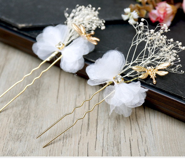 idealway Fashion Women Hair Clasp Alloy Chopstick Hair Stick Accessories Flower Hairpin New for Women Jewelry