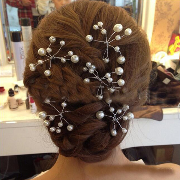 New Bridal Hairpins Flowers Beads Bride Hair Jewelry Pearl Pins Comb Wedding Hair Accessories Charm Headpieces Hairwear