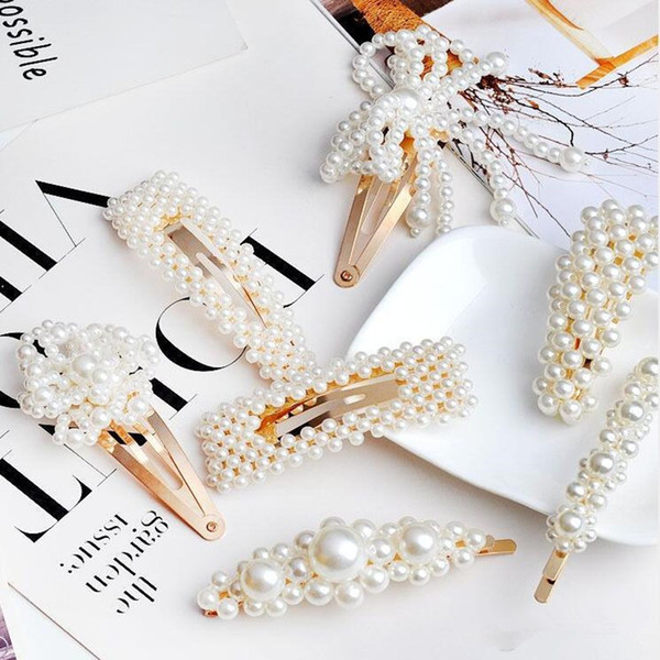 New Limited Barrettes and Clips Women's Gift Alloy White No Fashion Women Girl Gold Silver Pearl Barrette Hairpin Accessories T0239