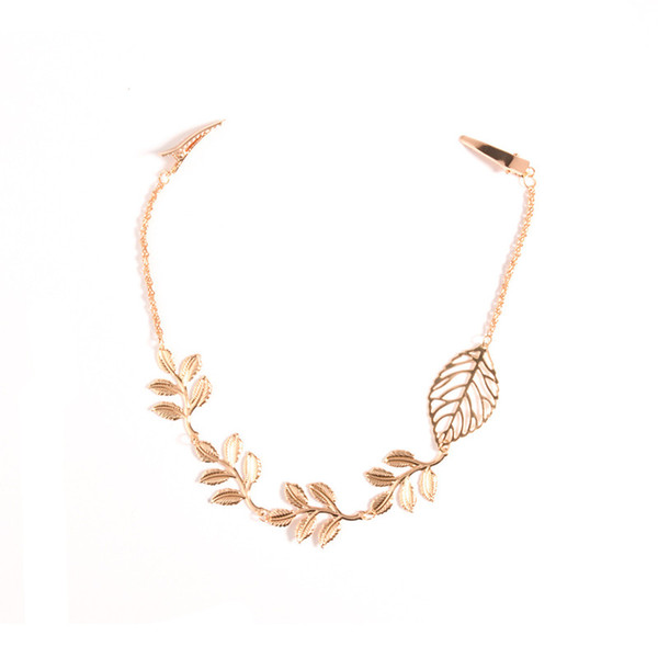 New Arrival Hair Chain Jewelry Fashion Accessories Gold Metal Hollow Leaf Hair Clip Head Headpiece Accessory Lots 10 Pcs