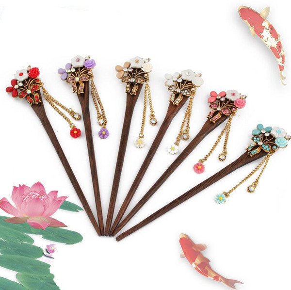 Retro fashion hair hair ornaments classic hairpin women step shake tassel chicken wing wood hairpin FZ024 mix order 20 pieces a lot