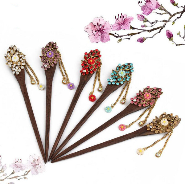 Good A++ Bride headdress retro hairpin classic hairpin women step swing tassel chicken wing wood hairpin FZ032 mix order 20 pieces a lot