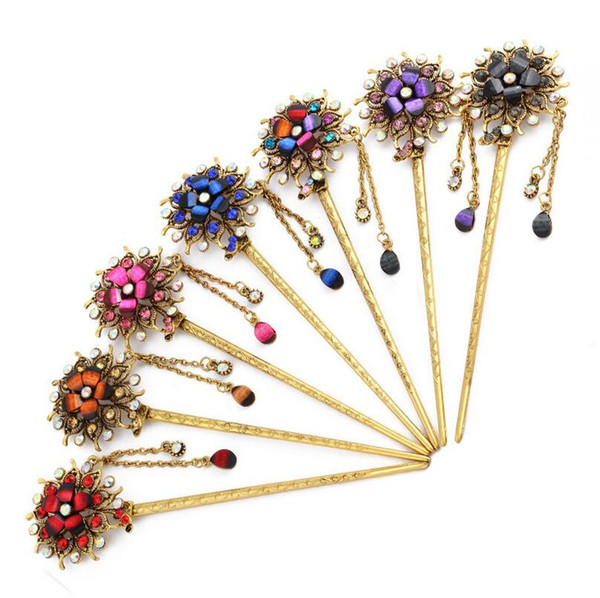 Good A++ Retro bride hairpin fashion fringed step swing plate hair ornaments palace women headdress FZ050 mix order 20 pieces a lot