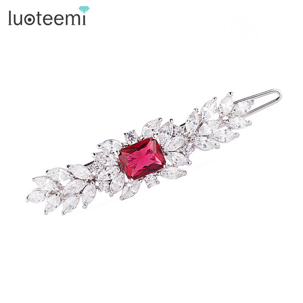 Classic Female Hairpin Zircon Stone Hair Accessories Luxury Crystal White-Gold Color Hair Jewelry New Arrival Top Quality LUOTEEMI