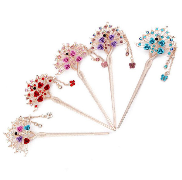 Brand new Classic retro tassel headdress rose hairpin fashion fresh step shake hairpin hair ornaments FZ007 mix order 20 pieces a lot