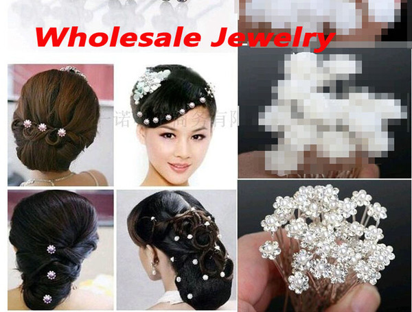 Wholesale Wedding Bridal Pearl Hair Pins Flower Crystal Hair Clips Bridesmaid Jewelry U Pick free shipping LR586