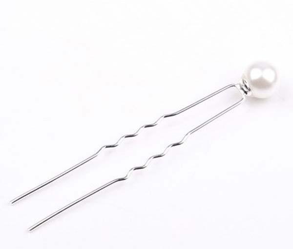 Big discount Faux Wedding Bridal Bride Prom Synthetic White Pearl Hair Bobby Silver Pin Women gift high quality