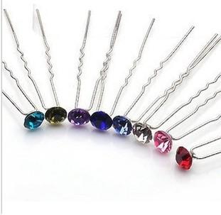 Wholesale - Single Crystal Rhinestone Hair pins Accessories Bridal Hair Pin Clips Mixed 200pcs lots Free Shippin