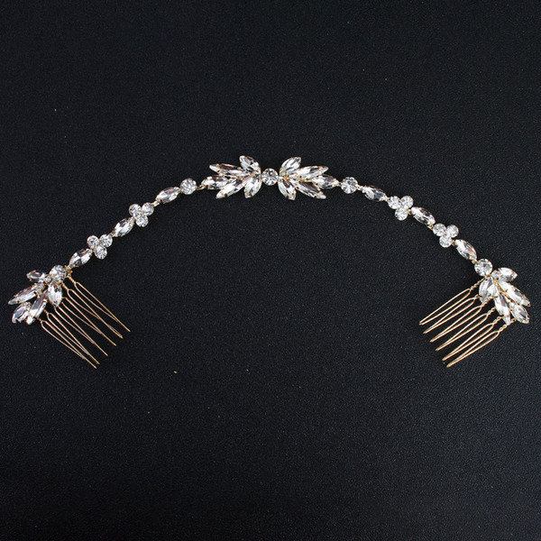 Europe and the United States new hair bun hair tiara crystal flower style hair comb creative style soft chain bride comb