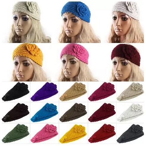 Women Headband Wool Crochet Headband Knit Hair band Winter Warm headbands Ear Warmer Girls Headwrap Hair Accessories 24 Colors