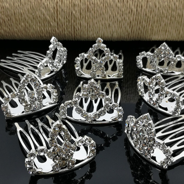 Free Shipping Wholesale 10Pcs/Lot Fashion Semi-circle Silver Plated Rhinestone Metal Hair Combs,Fashion Hair Combs