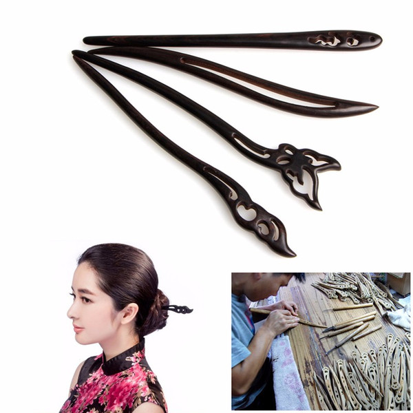 Fashion Chinese Traditional Womens Wooden Beads Clasps Hairpin Classical Lady Hair Stick free shipping