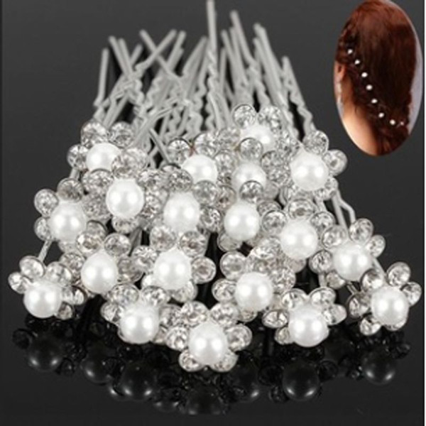 20Pcs Wedding Bridal Pearl Flower Crystal Hair Pins Clips Bridesmaid hairband Head band headband jewelry headwear accessories