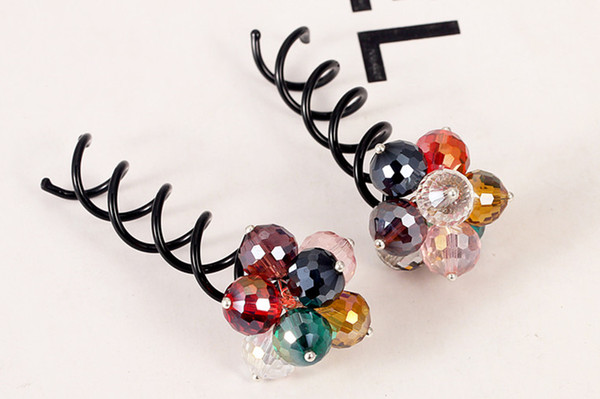 Disk hair headdress hair jewelry crystal beaded spiral color clip ball head plate hair plugs are Bob beaded clip