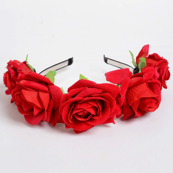 Cross-border new velvet imitation rose flower wreath hair hoop seaside holiday shooting and wholesale decoration manufacturers