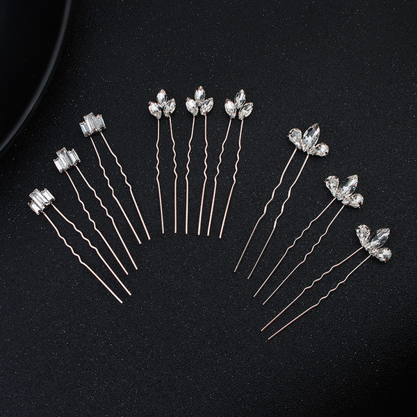 New creative hairpin Rose gold wild style wedding jewelry Alloy rhinestone bridal headdress