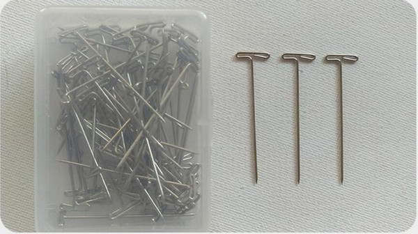 100 pcs / set,10 sets/order Factory Direct Sale T-type needle T pins 27mm,38mm,53mm wig hair Molding fixed needles Special