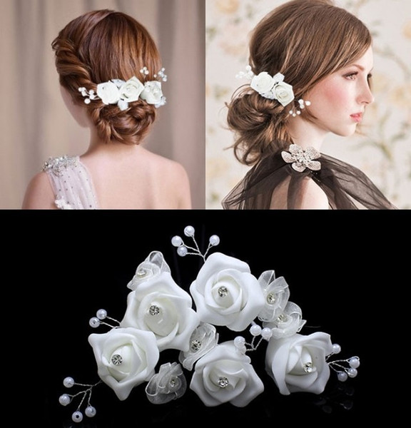 Fashion Wedding Flower Hair Jewelry Exquisite Hair Pins Clips Wedding Headdress Jewelry Accessories