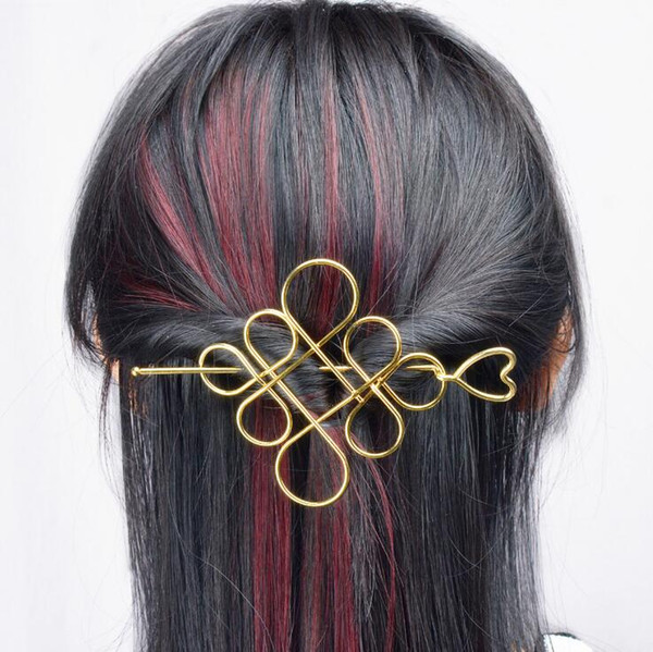 2018 Classical Style Hollow metal Chinese knot half-lifting hairpin hair pins jewelry for women or girls Free Shipping