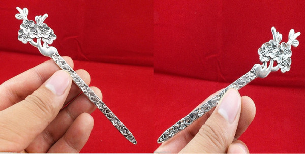 tibet silver Women `s Plum flower Hair pin sticks