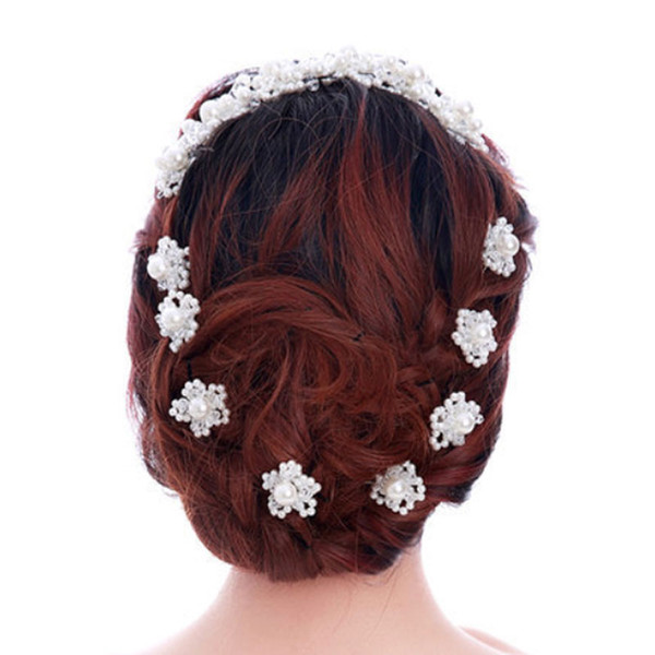 Korean handmade flower bridal hairpins jewelry for women and girls pearl crystal rhinestones wedding hiar accessories