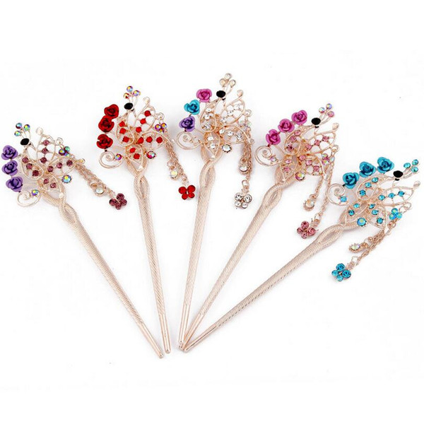 high quality Tassel headdress roses hairpin fashion fresh step shake hairpin hair ornaments hot FZ026 mix order 20 pieces a lot