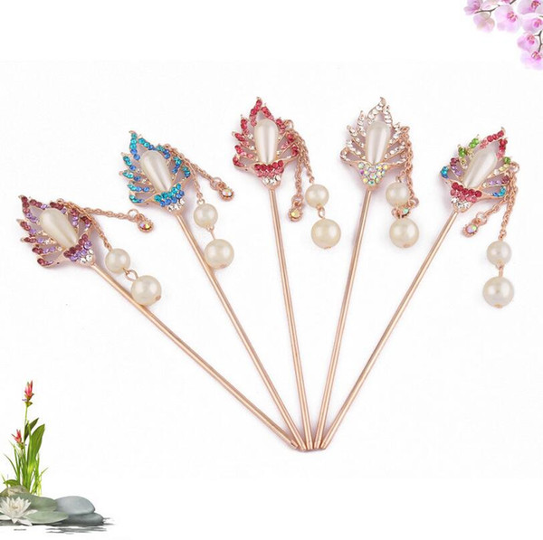 Best gift Hair ornaments retro pearl hairpin hairpin women women step sway tassel hairpin FZ048 mix order 20 pieces a lot