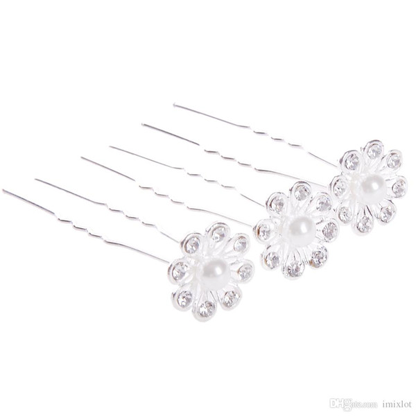 20Pcs/Set Elegant Women Bridal Wedding Crystal Faux Pearl White Flower Hairpins Hair Clip Headpiece Wedding Accessories