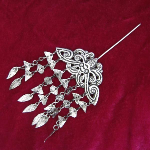 Miao Township Dongzhai Handmade Miao Silver Costume Hanfu Classical Step Rocker Hairpins Flowing Su Hairpin Butterfly Butterflies