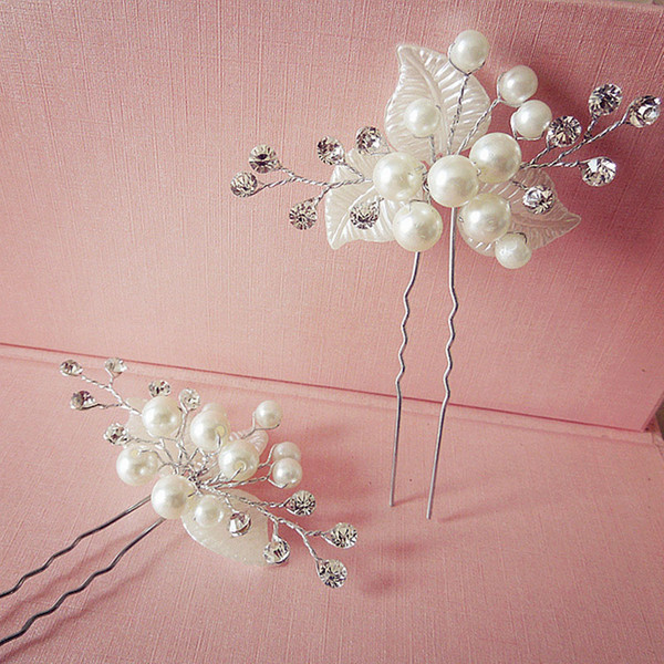 Creative Pearl Rhinestone Women Hairpins Fashion Handmade Floral Hair Band for Bride White Wedding Apparel Accessories