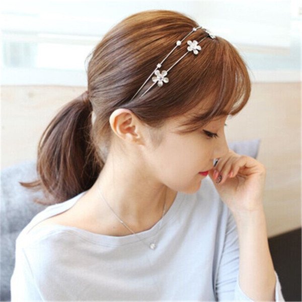 Korean Simple Hair Accessories Headdress Sweet Wide Side Diamond Headband Double Headband Japanese And Korean Hair Accessories Wholesale